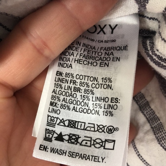 Roxy Oceanside Striped Gray/White Juniors Size L Pockets Beach Lounge Shorts - Picture 7 of 12